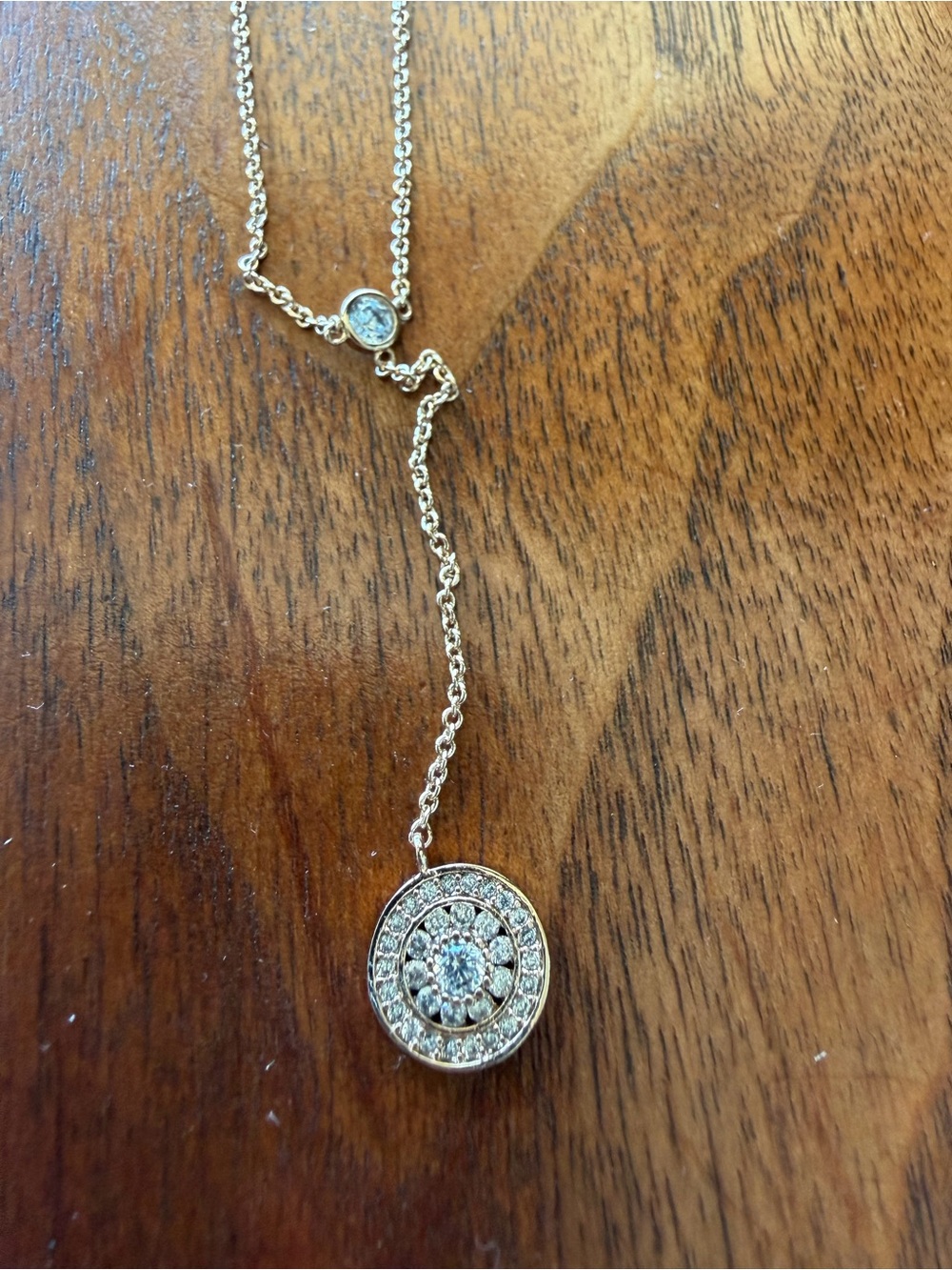 Gold-Tone Crystal Halo Pendant Necklace - Women Jewelry 18 inch